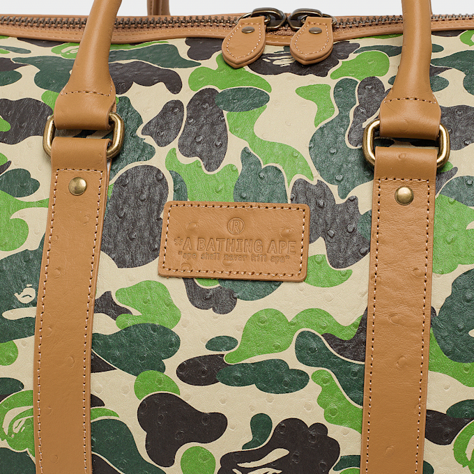 A Bathing Ape ABC Camo PU Ostrich Boston Bag M groen 92461 4