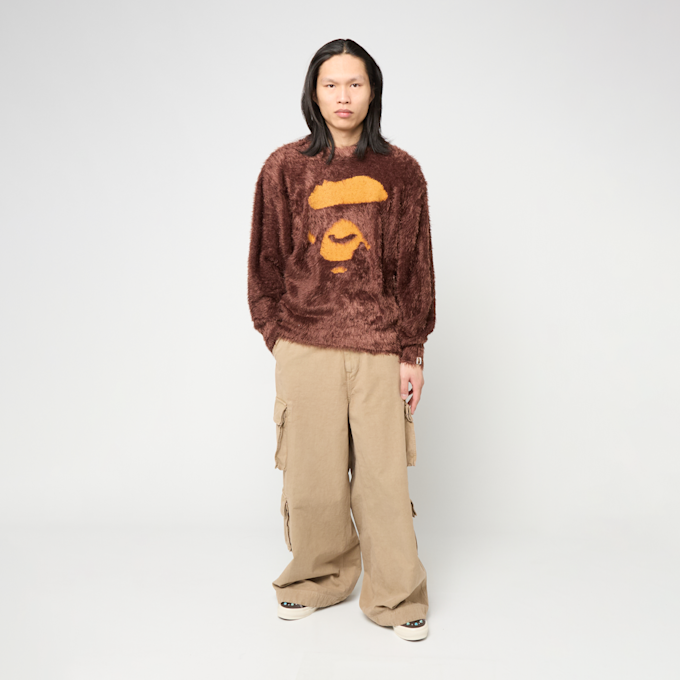 A Bathing Ape Ape Face Shaggy Sweater brown 92470 2