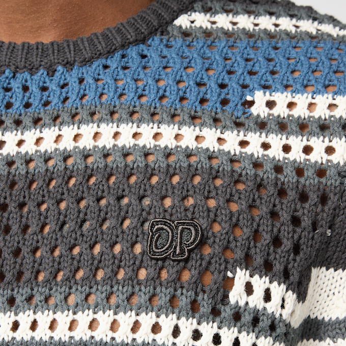 Daily Paper&nbsp; Kente Stripe Knit T-Shirt gris 95953 3