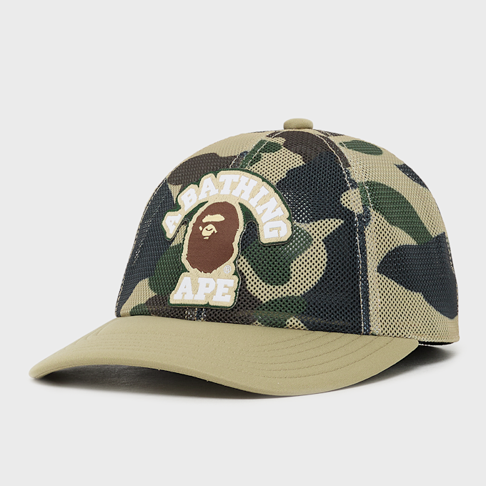 A Bathing Ape 1st Camo College Embrodery Patched Mesh Cap beige 99544 1