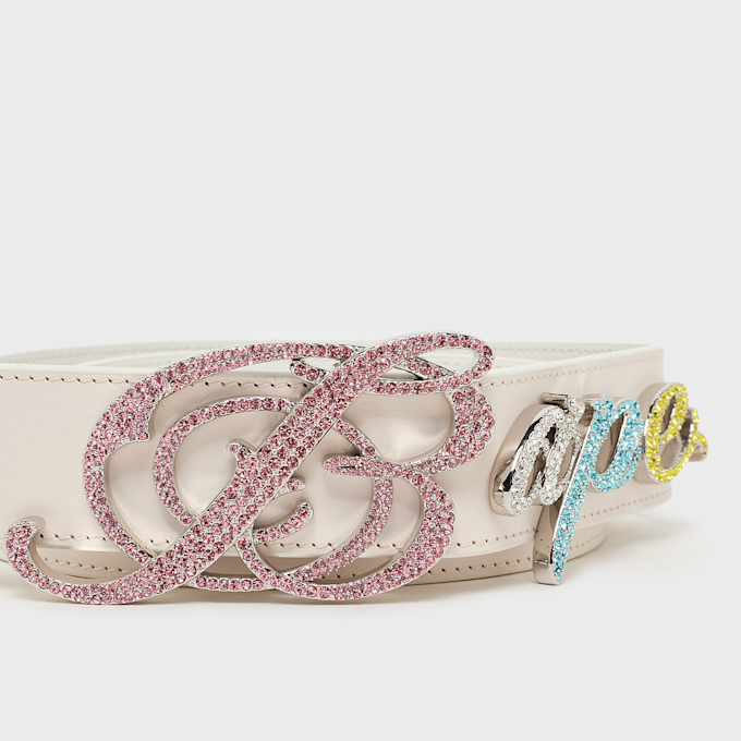 A Bathing Ape&nbsp; Bape Logo Belt W/ Rhinestones blanc 99552 2