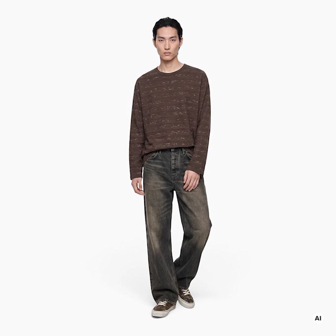 Brain Dead Casey Stripe Long Sleeve T Shirt Braun 104441 2