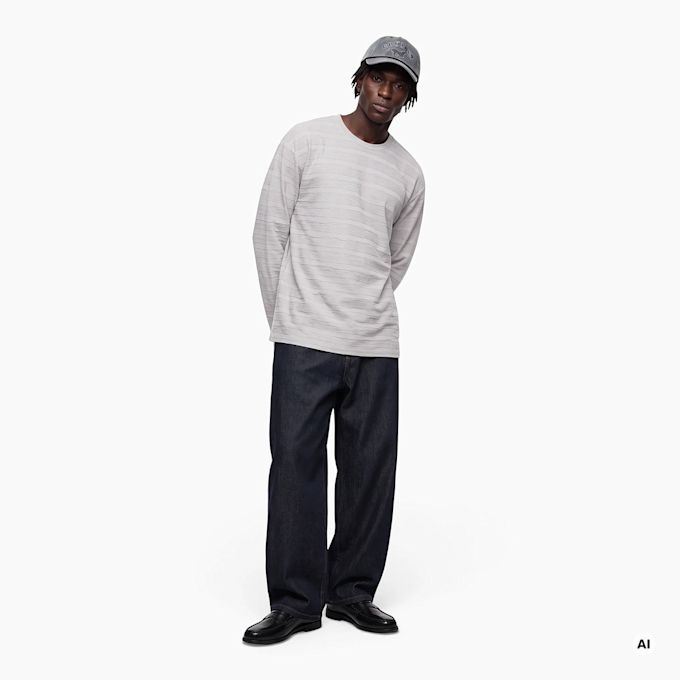 Brain Dead Casey Stripe Long Sleeve T Shirt grijs 104440 2