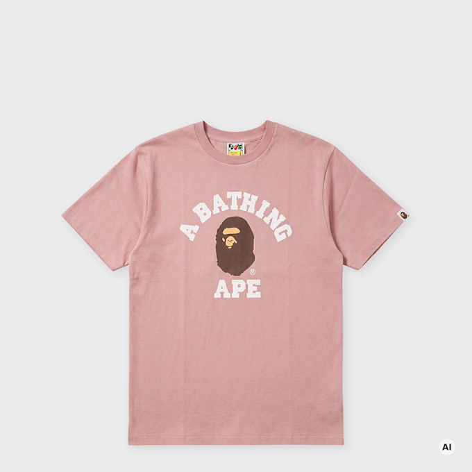 A Bathing Ape College Tee white light pink 104938 1