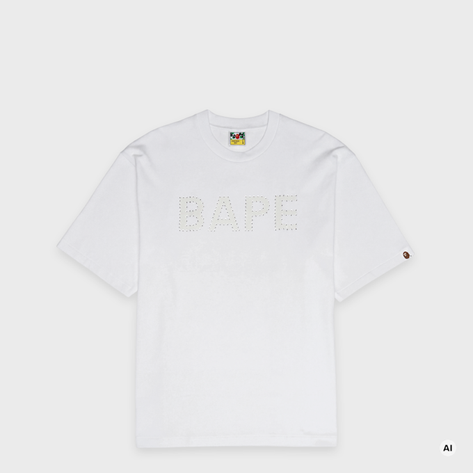 A Bathing Ape Bape Rhinestone Logo Relaxed Fit Tee weiß 104956 1