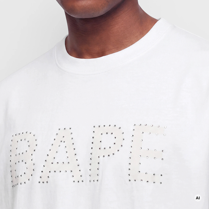 A Bathing Ape Bape Rhinestone Logo Relaxed Fit Tee white 104956 3