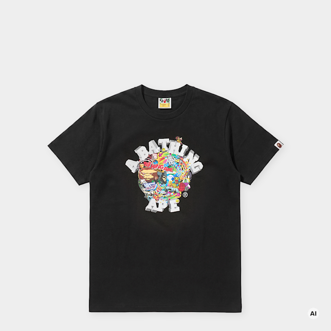 A Bathing Ape&nbsp; Colorful 3D Graphic College Tee noir 104966 1