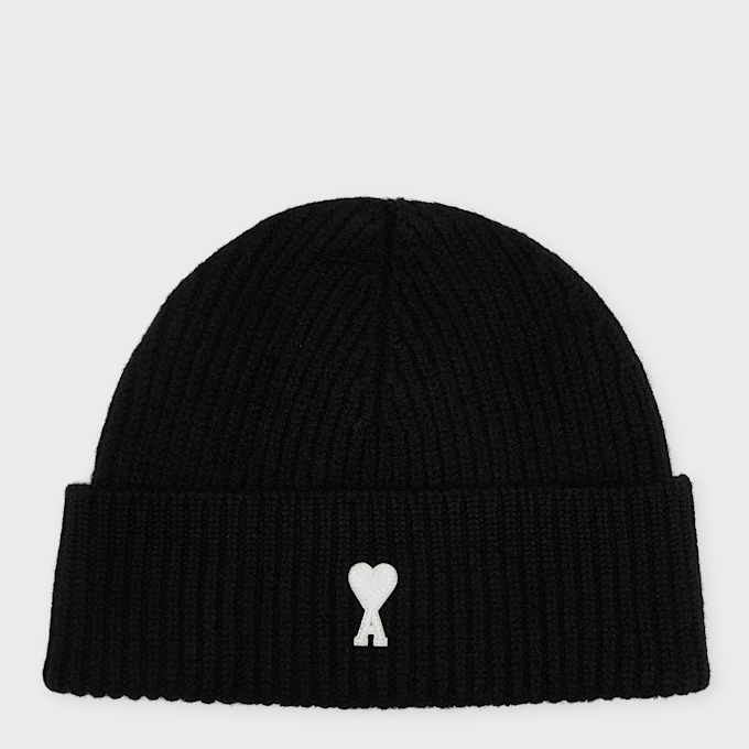 AMI PARIS Beanie With Contrasted Ami De Coeur black 106026 1