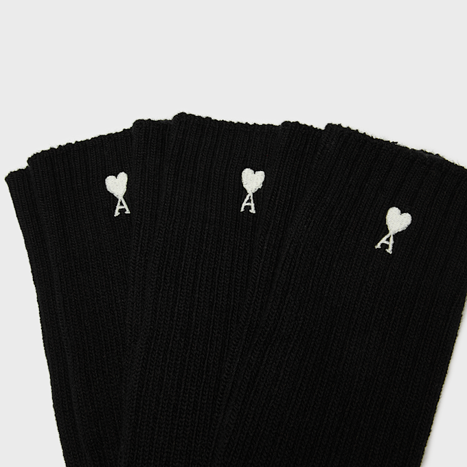 AMI PARIS Pack Three Ami De Coeur Embroidery Socks black 106031 3
