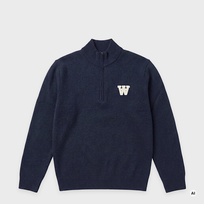 Wood Wood Tay Half Zipper bleu 125997 1