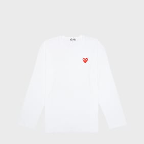 Comme des Garcons Play Red Heart Longsleeve Weiss