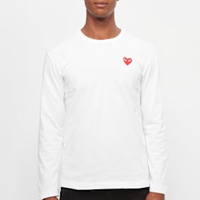 Comme des Garcons Play Red Heart Longsleeve weiß