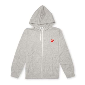 Comme des Garcons Play Play Red Heart Hooded Zip Sweatshirt grijs