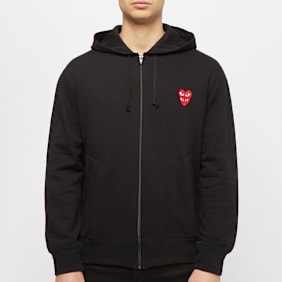 Comme des Garcons Play Play Two Heart Hooded Zip Sweatshirt zwart