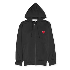 Comme des Garcons Play Play Red Heart Hooded Zip Sweatshirt zwart