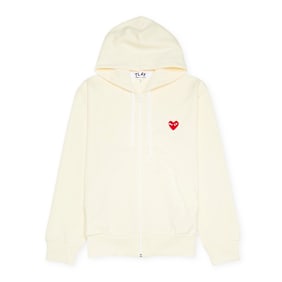 Comme des Garcons Play Play Red Heart Zip Hooded Sweatshirt beige
