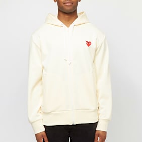 Comme des Garcons Play Play Red Heart Zip Hooded Sweatshirt beige