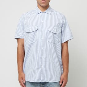 Beams Plus Work Short Sleeve Stripe COOLMAX® blauw