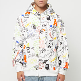 A Bathing Ape Hand Draw Pattern Shark Zip Hoodie  M weiß