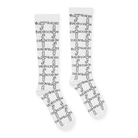 J. W. Anderson Logo Grid Long Socks weiß