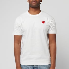 Comme des Garcons Play Small Red Heart T-Shirt White weiß