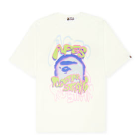 A Bathing Ape Heavy Washed Logo Relaxed Fit Tee ivory geel