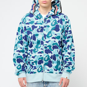 A Bathing Ape ABC Camo Crystal Stone Shark Full Zip Hoodie blue zwart