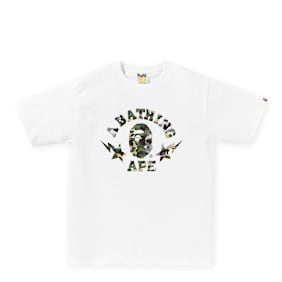 A Bathing Ape 1st Camo Crazy Sta College Tee white
