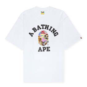 A Bathing Ape Multi Logo College Relaxed Fit Tee M white white