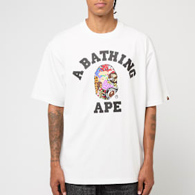 A Bathing Ape Multi Logo College Relaxed Fit Tee M white white