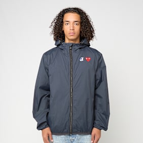 Comme des Garcons Play K-Way Full Zip Jacket Red Emblem blauw