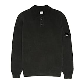 C. P. Company Knitwear Polo Collar In Chenille Cotton schwarz