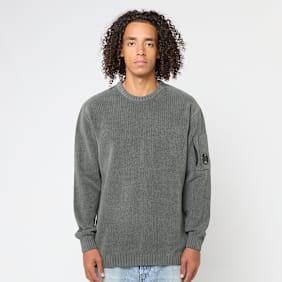 C. P. Company Knitwear Crew Neck In Chenille Cotton grijs
