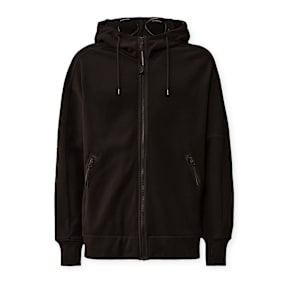 C. P. Company Sweatshirts Hooded Open In Diagonal Raised Fleece schwarz