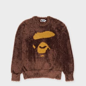 A Bathing Ape Ape Face Shaggy Sweater brown