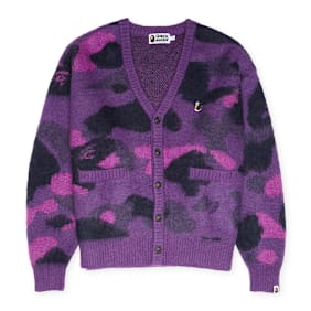 A Bathing Ape Color Camo Mohair Knit Cardigan M roze