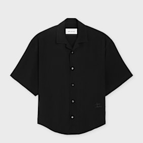 AMI PARIS Shortsleeve Boxy Shirt Camp Collar Embroidered ADC schwarz