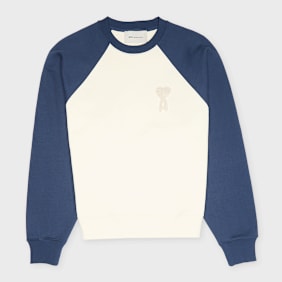 AMI PARIS Boxy Fit Crewneck ADC Knitted Patch beige