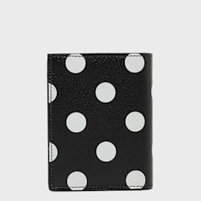 Comme des Garcons Wallet Dots Printed Leather black white