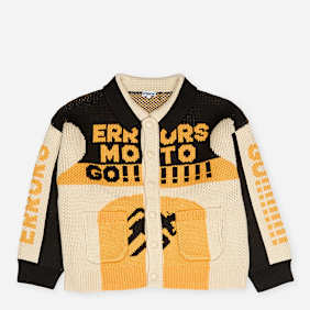 House of Errors Thick Knit Moto Cardigan Orange
