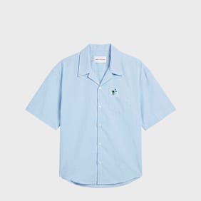 AMI PARIS Short Sleeve Boxy Shirt Shark Collar blue