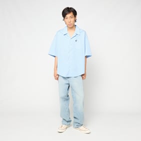 AMI PARIS Short Sleeve Boxy Shirt Shark Collar blue