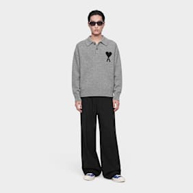 AMI PARIS Polo Sweater Contrasted ADC grey