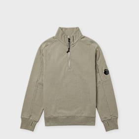 C. P. Company Diagonal Raised Fleece Half Zip Lens Sweater beige