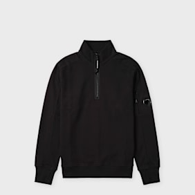 C. P. Company Diagonal Raised Fleece Half Zip Lens Sweater black