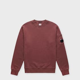 C. P. Company Brushed And Emerized Diagonal Fleece Crewneck red