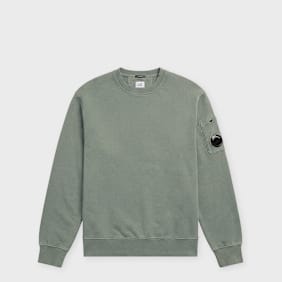 C. P. Company Brushed And Emerized Diagonal Fleece Crewneck green