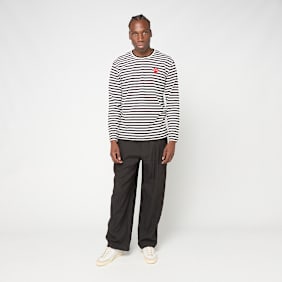 Comme des Garcons Play Play Red Heart Striped Long Sleeve T-Shirt zwart