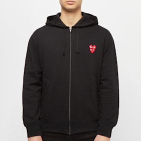 Comme des Garcons Play Play Two Heart Hooded Zip Sweatshirt schwarz