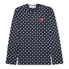 Comme des Garcons Play Play Polka Dot Red Heart T-Shirt blauw